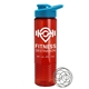 a cyan lid & transparent red bottle the wave - 24 oz tritan(tm) shaker bottle with drink thru lid and mixing whisk ball