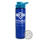 a cyan lid & transparent blue bottle the wave - 24 oz tritan(tm) shaker bottle with drink thru lid and mixing whisk ball