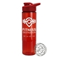 aerial view a red lid & transparent red bottle the wave - 24 oz tritan(tm) shaker bottle with drink thru lid and mixing whisk ball, image 1 of 3