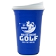 a white lid & royal blue cup the varsity tumbler - 16 oz double wall with white slide lid