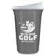 a white lid & metallic silver cup the varsity tumbler - 16 oz double wall with white slide lid