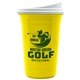 a white lid & yellow cup the varsity tumbler - 16 oz double wall with white slide lid