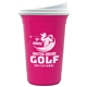 a white lid & hot pink cup the varsity tumbler - 16 oz double wall with white slide lid
