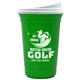 a white lid & green cup the varsity tumbler - 16 oz double wall with white slide lid