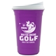 a white lid & violet cup the varsity tumbler - 16 oz double wall with white slide lid