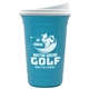 a white lid & cyan cup the varsity tumbler - 16 oz double wall with white slide lid