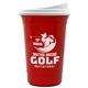 a white lid & red cup the varsity tumbler - 16 oz double wall with white slide lid