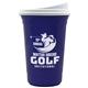 a white lid & navy blue cup the varsity tumbler - 16 oz double wall with white slide lid