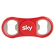 a red spinner with silver bottle openers spinner bottle opener
