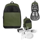 aerial view a black with green lakeside picnic set cooler backpack, image 1 of 2