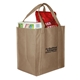 aerial view a light brown 12 x 12 x 8 standard grocery tote, image 1 of 2