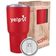 aerial view a red (close to pms 187) 30 oz kong vacuum insulated tumbler, image 1 of 2