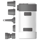 aerial view a white/gray 3- in -1 air pump solar charger with camping lamp, image 1 of 6