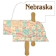 a group of nebraska state shape fast hand fan (2 sides) - paper products