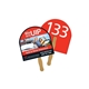 a group of half moon auction hand fan full color - paper products