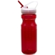 aerial view a red (close to pms 1955) 24 oz polyclear fruit fusion water bottle, image 1 of 2