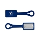 aerial view a navy blue silicone luggage tag, image 1 of 2