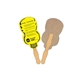a group of neon lightbulb recycled hand fan - paper products