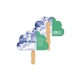 a group of peacock / cloud hand fan full color (2 sides) - paper products