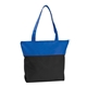 a royal/black poly pro two - tone zippered tote
