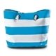 a white with turquoise stripes skipper bag(tm) cotton tote