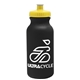 a black bottle & yellow lid omni circular - 20 oz bike bottle