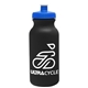 a black bottle & royal blue lid omni circular - 20 oz bike bottle