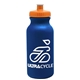 a metallic navy blue bottle & orange lid omni circular - 20 oz bike bottle