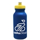 a metallic navy blue bottle & yellow lid omni circular - 20 oz bike bottle