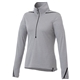 aerial view a heather grey/black (932) womens dege eco knit performance half zip, image 1 of 5