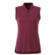 aerial view a maroon heather (384) womens kinport sleeveless zip up stand collar performance polo, image 1 of 5