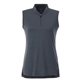 aerial view a black smoke heather (994) womens kinport sleeveless zip up stand collar performance polo, image 1 of 3