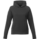 aerial view a black (995) womens coville knit hoodie with thumb holes, image 1 of 2