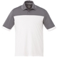 aerial view a steel grey/white (945) mens mack short sleeve performance polo, image 1 of 4