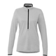 aerial view a light heather grey (922) womens mather performance knit half zip with thumb holes, image 1 of 2