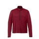 aerial view a team red heather (358) mens mather performance knit half zip with thumb holes, image 1 of 3