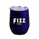 a blue 12 oz rubberized finish stainless steel stemless wine glass