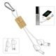 a group of lisbon 5- in -1 bamboo cell phone charging cable w / carabiner
