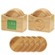 a group of 5 piece bamboo coaster set w / coaster stand