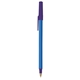 a blue barrel & purple trim bic(r) prevaguard(r) round stic(r) pen