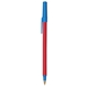 a red barrel & blue trim bic(r) prevaguard(r) round stic(r) pen