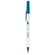 aerial view a white barrel & blue trim bic(r) prevaguard(r) round stic(r) pen, image 1 of 2