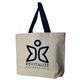 aerial view a natural with navy blue handles the classic canvas carry, image 1 of 2