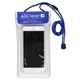 aerial view a blue yuba clear touch through floating water resistant cell phone and accessories pouch, image 1 of 4