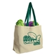 aerial view a natural with green handles the natural - 8 oz canvas tote, image 1 of 2