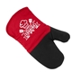 aerial view a red cotton neoprene oven mitt, image 1 of 2