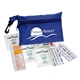 a blue polyester zip clip tote sun care kit