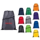 a group of robin drawstring polyester bag with front zipper pocket
