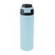 aerial view a light blue with black 24 oz pop sip recycled stainless steel bottle, image 1 of 4