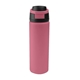 aerial view a pink with black 24 oz pop sip recycled stainless steel bottle, image 1 of 4